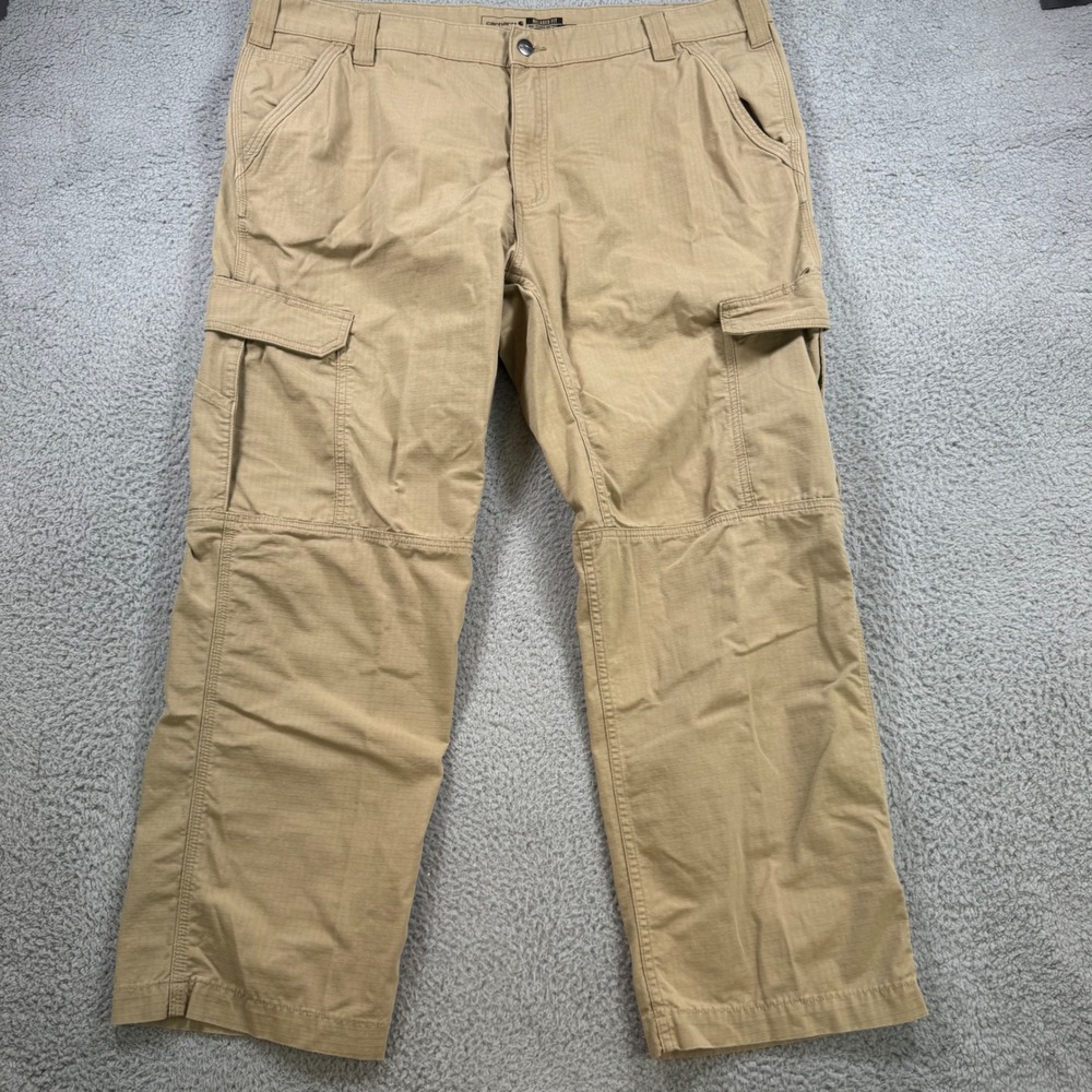Carhartt Men Relaxed Fit Ripstop Cargo Work‎ Pants 42x29 Khaki Tan BN4200-M
